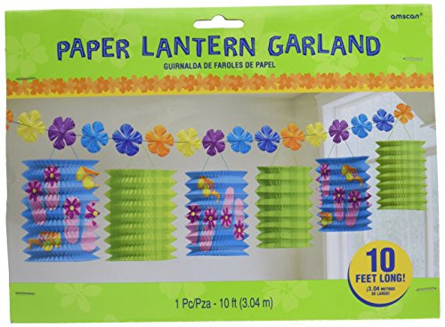 amscan Hawaiian Summer Luau Beach Party Fun in The Sun Flowers and Lantern Garland Decoration  Paper  10 Feet