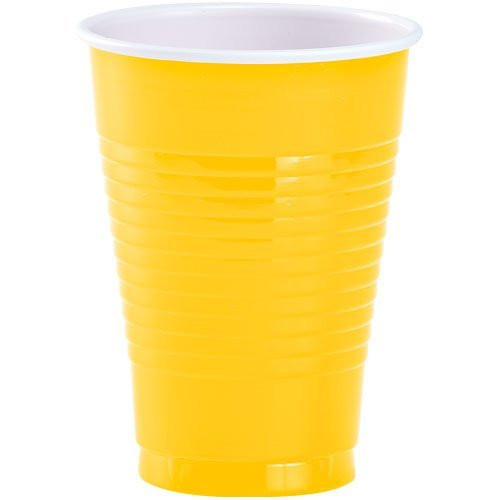 Plastic Party Cups - 12oz   Sunshine Yellow   Pack of 20