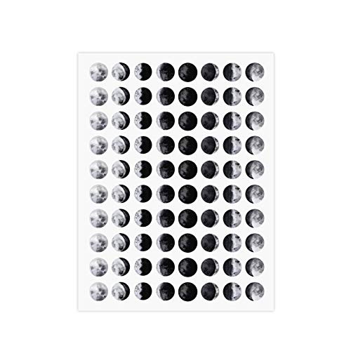 ARK Creation 80 Mini Moon Phase Planner Sticker - Realistic Moon Phase Sticker - Lunar Tracking Sticker- Watercolored Moon Sticker
