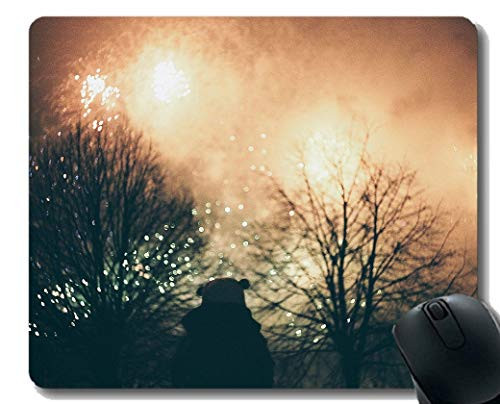 YENDOSTEEN Gaming Mouse Pad Girl Watching Fireworks at Night Comfortable Mouse Mat for Gaming and Office