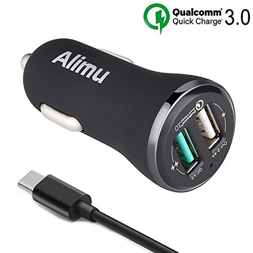 Quick Charge 3.0 USB Type C Car Charger, Alimu Dual USB Rapid Fast Car Charger 30W with USB C Cable for LG G5,G6,V20,V30,HTC 10,Samsung Galaxy S8 S9 Plus,Note 8,iPad,iPhone and More Quick Charge 3.0 USB Type C Car Charger, Alimu Dual USB Rapid Fast Car Charger 30W with USB C Cable for LG G5,G6,V20,V30,HTC 10,Samsung Galaxy S8 S9 Plus,Note 8,iPad,iPhone and More