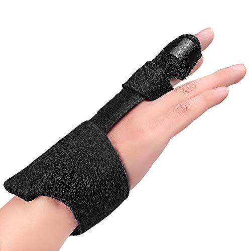ZEPOHCK Finger Splint  Aluminum Brace Support Guard Splints for Straightening Broken Fingers  Injuries  Arthritis  Trigger Finger  Adjustable Knuckle Immobilizer Braces Straightener  Black