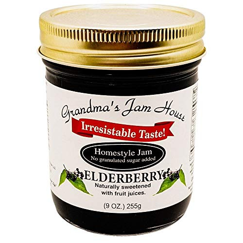 Sweet Elderberry Jelly   No Added Sugar   All Natural   Homestyle Fruit Berry Jam   Spreadable Preserves Jellies Topping   9 Ounce Glass Jar
