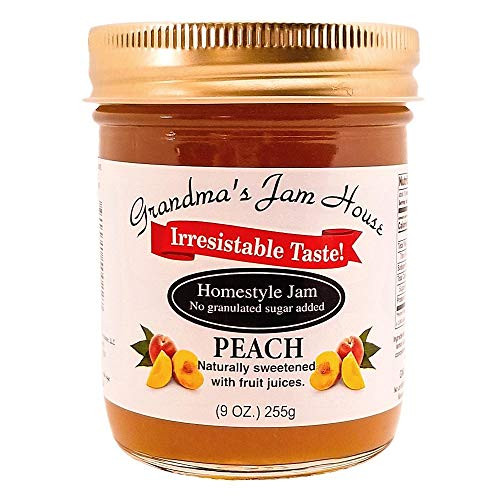 Sweet Peach Jam   No Added Sugar   All Natural   Homestyle Fruit Jam   Spreadable Preserves Jams Jellies Jelly Fruits   9 Ounce Glass Jar