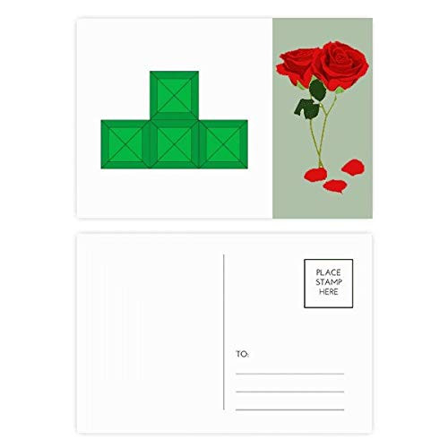 Classic Games Green Block Rose Day Postcard Set Thanks Card Mailing Side 20pcs