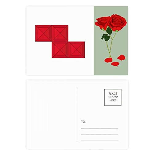 Classic Games Red Block Rose Day Postcard Set Thanks Card Mailing Side 20pcs