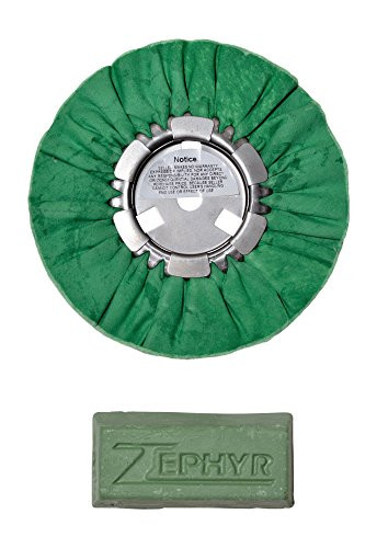 Zephyr 8" Hall Green Airway Buffing Wheel w/ 1 LB Green Bar Meduim/Lite Cut