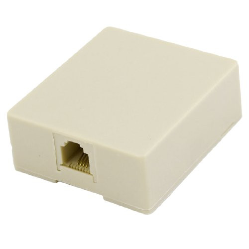 uxcell Female RJ11 6P4C Surface Mount Phone Jack Block Beige