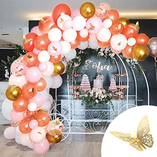 Rose Gold Balloons -122 pcs Rose Gold Balloon Arch Kit With Gold Butterfly  Pink Balloon Garland Kit With Rose Gold Confetti Balloons Rose For Wedding Baby Shower Birthday Party Festival Anniversary Decorations