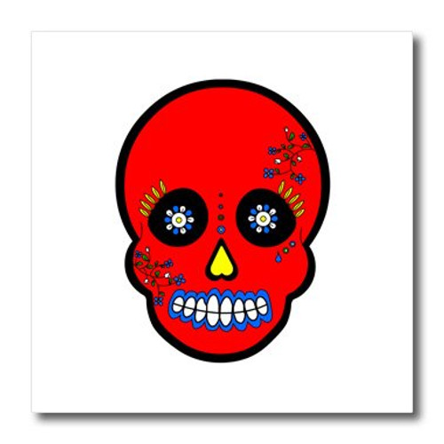 3dRose ht_28876_3 Day of The Dead Skull Dia De Los Muertos Sugar Skull Red Black Scroll-Iron on Heat Transfer for White Material, 10 by 10-Inch 3dRose ht_28876_3 Day of The Dead Skull Dia De Los Muertos Sugar Skull Red Black Scroll-Iron on Heat Transfer for White Material, 10 by 10-Inch