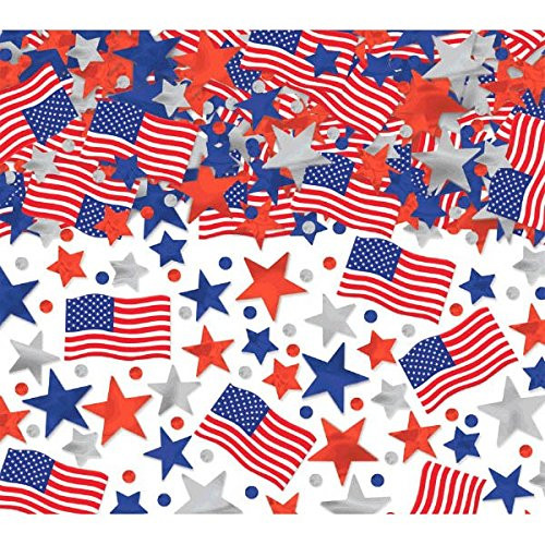 Amscan 369170 Patriotic Party Confetti Decoration Mega Value Pack Mix, Foil, Multi Color,; 2 1/2 oz