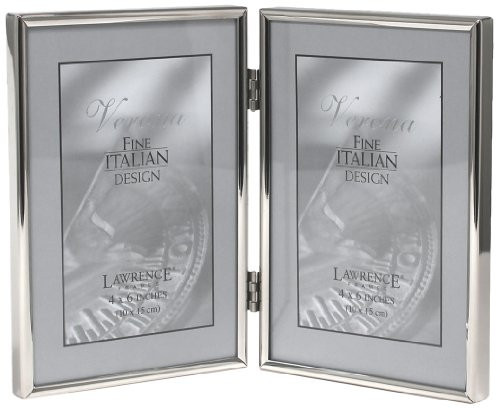 Lawrence Frames Hinged Double Simply Metal Picture Frame, 4 by 6-Inch, Silver