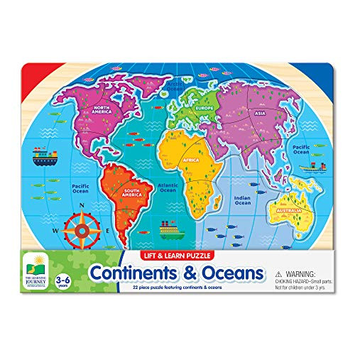 The Learning Journey  Lift  and  Learn Continents  and  Oceans - World Map Puzzle for Kids - Award Winning Toys