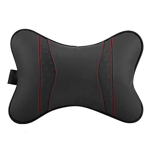 Keenso Car Headrest Neck Pillow Auto Accessories Leather Car Rest Cushion Seat Head Headrest Neck Rest Pillow Pad Support Black