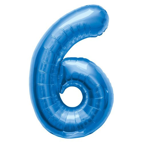 Northstar Foil Balloon 00130 Number 6, 34", Blue