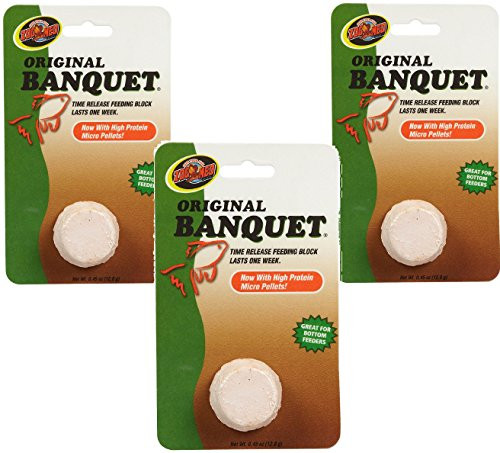 3 Pack  Zoo Med Aquatrol Original Banquet Block Feeder Regular.45oz Each