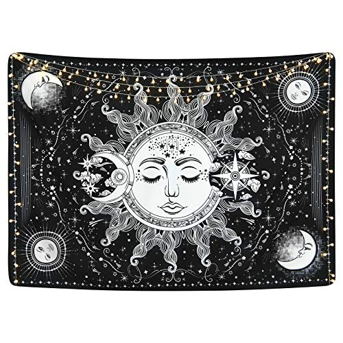 Uspring Sun and Moon Tapestry Black and White Tapestries Psychedelic Tapestry Burning Sun Wall Hanging Bohemian Mystic Tapestry Wall Art Hanging for Room 59.1 x 51.2 inches Uspring Sun and Moon Tapestry Black and White Tapestries Psychedelic Tapestry Burning Sun Wall Hanging Bohemian Mystic Tapestry Wall Art Hanging for Room 59.1 x 51.2 inches