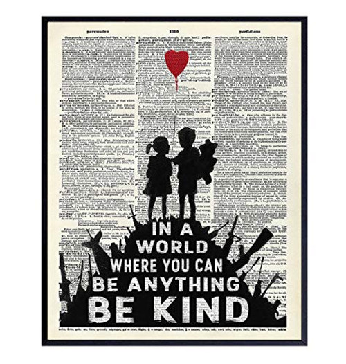 Banksy Graffiti Wall Art - Upcycled Dictionary Art  Modern Home Decor  Urban Street Art 8x10 Poster Print - Unique Room Decorations for Office  Bedroom  Living Room - Great Gift - Photo Unframed