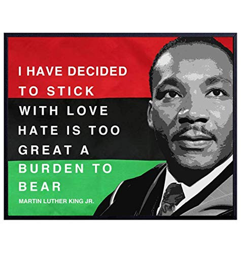 Martin Luther King  MLK Inspirational Wall Art Quote on African American Flag  Home Decor - 8x10 Poster Print for Office or Room Decoration - Gift for Black History Month  Civil Rights Fans
