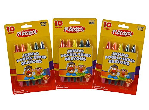 3-Pack Playskool Mr Potato Head Jumbo Double-Ended Crayons, 10 Colors