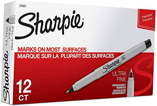 Sharpie Permanent Markers  Ultra Fine Point  Black  12 Count - 1