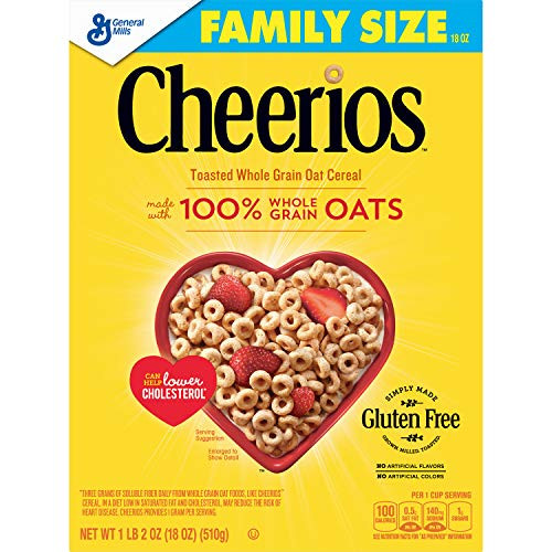 Cheerios Gluten Free Breakfast Cereal 21 oz Family Size Cereal Box Cheerios Gluten Free Breakfast Cereal 21 oz Family Size Cereal Box