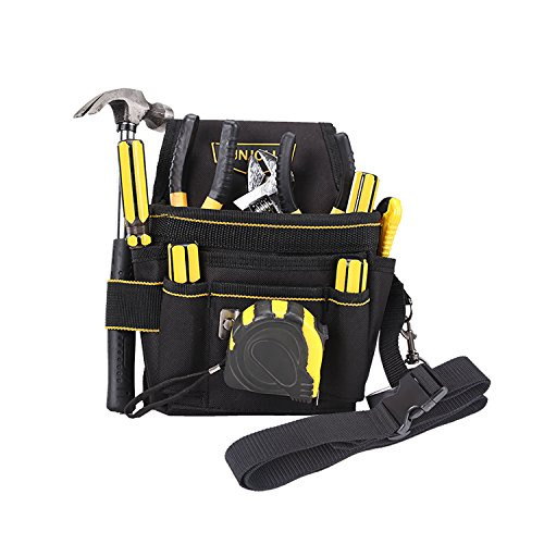 Small Durable Tool Pouch with Maintenance and Electrician's Holsters for Tools, Flashlight, Keys (Adjustable Waist Strap) (Large)