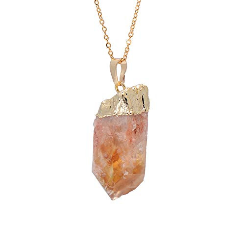 Natural Healing Crystal Yellow Citrine Rough Stone Pendant Necklace Yellow Gold Tone Natural Healing Crystal Yellow Citrine Rough Stone Pendant Necklace Yellow Gold Tone