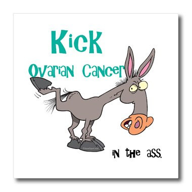 3dRose ht_115638_3 Kick Ovarian Cancer in The Ass Awareness Ribbon Cause Design-Iron on Heat Transfer for White Material, 10 by 10-Inch