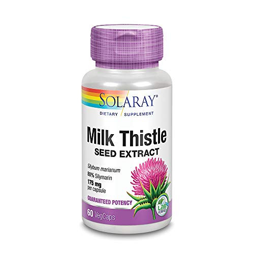 Solaray Milk Thistle Seed Extract 175mg   Antioxidant Intended to Help Support a Normal  Healthy Liver   Non-GMO  and  Vegan   60 VegCaps