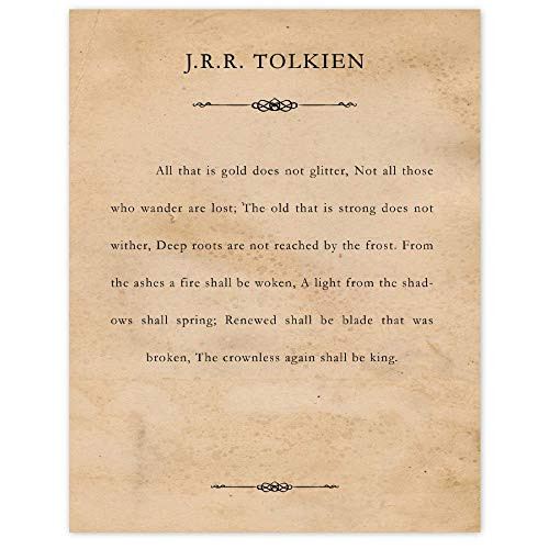 J R R Tolkien  All that is Gold  Quote Poster Prints  Set of 1  11x14  Unframed Typography Book Page Picture  Great Wall Art Decor Gifts Under 15 Home  Office  Man Cave  Student  Teacher  Literary Fan