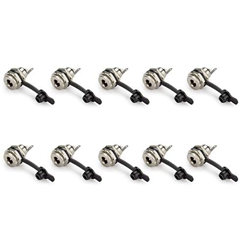 DIYhz 5.5 x 2.1mm DC Power Jack Socket Threaded Female Mount Connector Adapter with Dustproof Plug 10Pcs