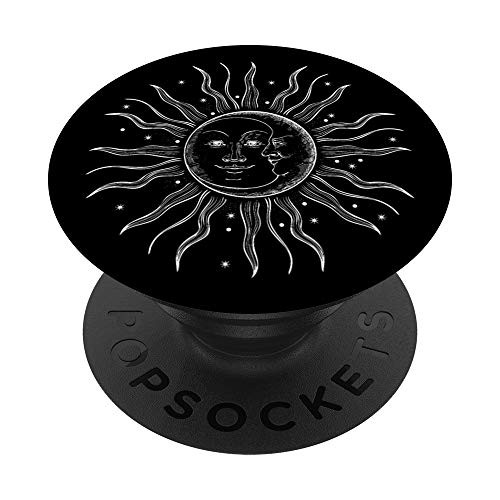 Black Vintage Moon Sun and Stars Design PopSockets PopGrip Swappable Grip for Phones and Tablets Black Vintage Moon Sun and Stars Design PopSockets PopGrip Swappable Grip for Phones and Tablets