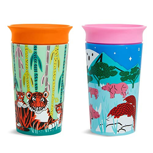 Munchkin Miracle 360 Wildlove Sippy Cup  9 Oz  2 Pack  Tiger Rhino