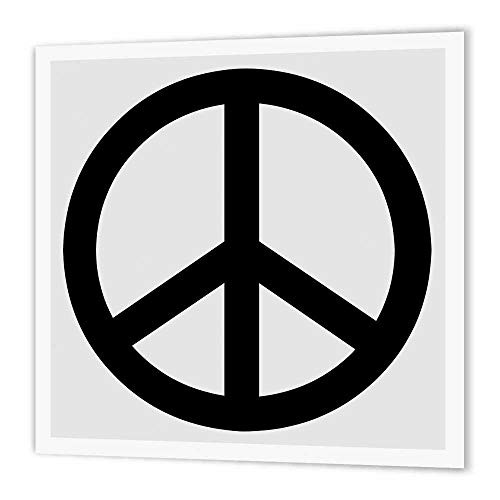 3dRose ht_40211_3 Black Peace Sign-Inspirational Art-Iron on Heat Transfer Paper for White Material, 10 by 10-Inch