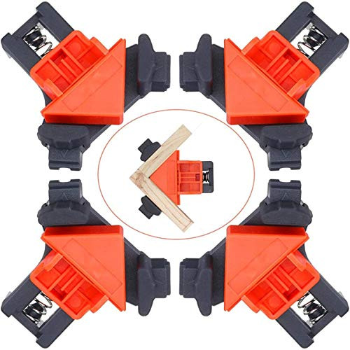 CAMTOA Right Angle Clamp 4Pcs Adjustable Corner Clamps 90 Degree Woodworking Clamps Multifunctional Single Handle Spring Loaded Swing Clip Fixer Welding Clamps