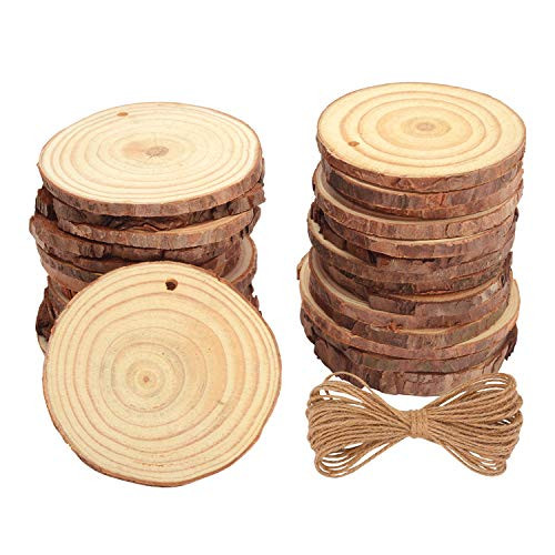 OPULANE Natural Wood Slices for Ornaments 30 Pcs 2.4-2.8 Inches Unfinished Wood Rounds Predrilled with Hole Tree Bark Wood Circles for Crafts DIY Arts Christmas Rustic Wedding OPULANE Natural Wood Slices for Ornaments 30 Pcs 2.4-2.8 Inches Unfinished Wood Rounds Predrilled with Hole Tree Bark Wood Circles for Crafts DIY Arts Christmas Rustic Wedding
