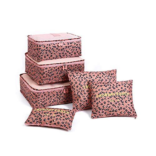 SINIAN 6pcs Set Travel Storage Bag Luggage Organizer Storage Bags Clothes Tidy Pouch Suitcase Packing Laundry Bag Storage Case Pink