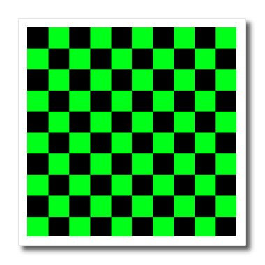 3dRose ht_20435_3 Green and Black Checkered Print Iron on Heat Transfer for White Material, 10 by 10-Inch