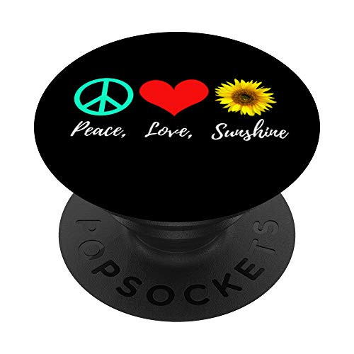 peace love sunshine heart sunflower summer symbolic floral PopSockets PopGrip  Swappable Grip for Phones  and  Tablets