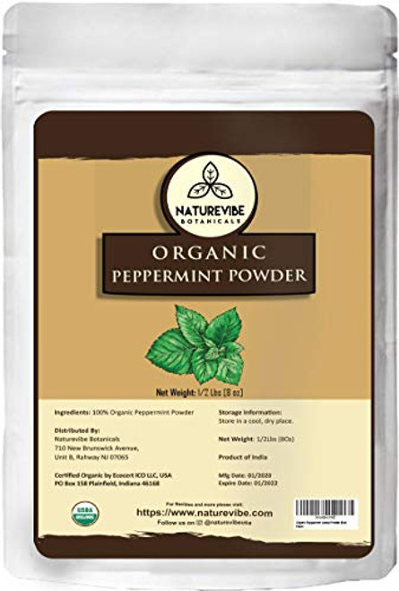 Naturevibe Botanicals Peppermint Leaves Powder  8 Ounces   Non-GMO and Gluten Free   100 percent pure and natural
