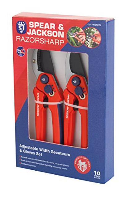 Spear & Jackson CUTTINGSET3 Razorsharp Adjustable Width Bypass and Anvil Secateurs