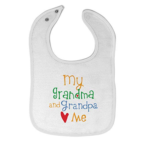 Toddler  and  Baby Bibs Burp Cloths My Grandpa and Grandma Loves Me Grandparents Family New Cotton Items for Girl Boy Gifts from Grandson Aa White Design Only