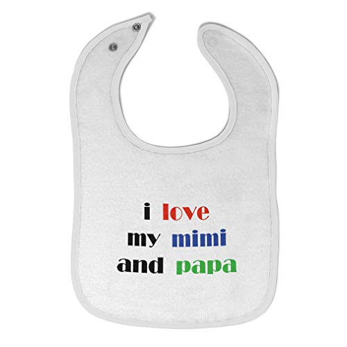 Toddler  and  Baby Bibs Burp Cloths I Love My Mimi and Papa Grandparents Funny New Cotton Items for Girl Boy Gifts from Grandson Aa White Design Only