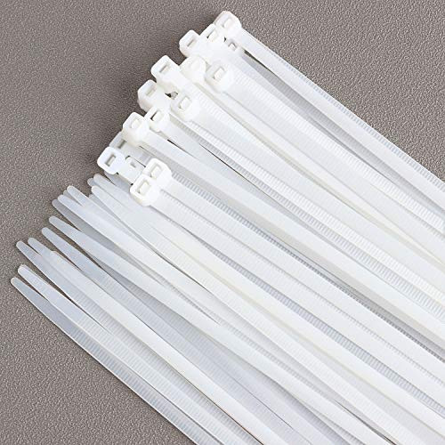 Saisn 50pc Zip Ties Plastic Cable Ties Self-Locking Cable Zipties Nylon Ultra Strong Wire Zip Straps  24 Inch  White