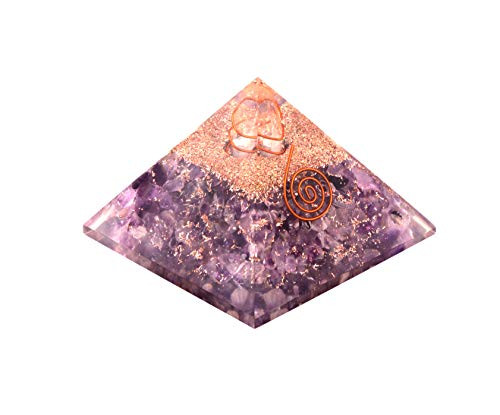 Healing Crystals Chakra Stones Emf Protection Orgone Pyramid  Reiki Energy Meditation Negative Ion Generator Pyramid for Positive Energy with Quartz and Copper  Amethyst  65MM-75MM