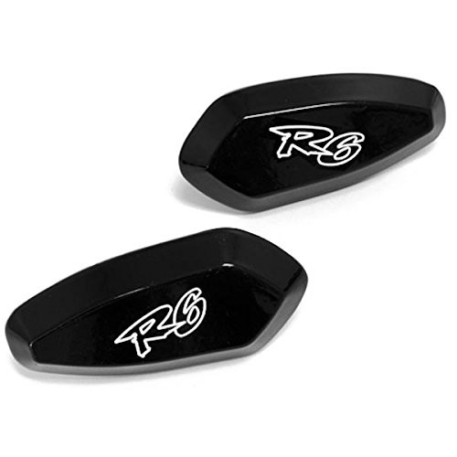 Krator Mirror Block Off Base Plates Logo Engraved Black Compatible with 2004 Yamaha R6   YZF-R6