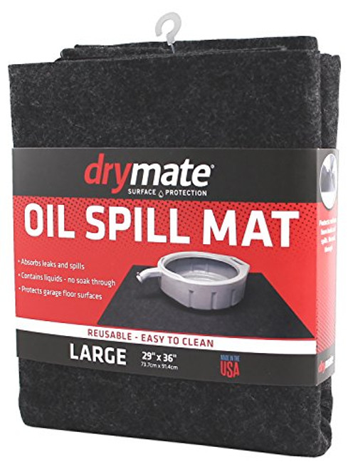 Drymate Oil Spill Mat  29 inch x 36 inch   Premium Absorbent Oil Mat  Reusable Durable Waterproof  Oil Pad Contains Liquids  Protects Garage Floor Surface  Made in The USA