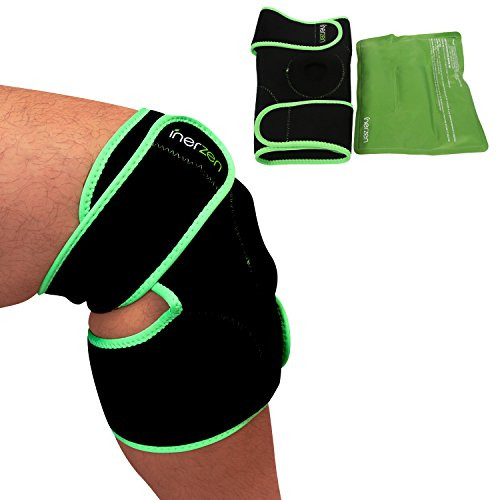Inerzen Knee Support Hot and Cold Gel Therapy Wrap - Includes Hot or Cold Gel Pack for Pain Relief - Microwavable  Freezable  Reusable  One Size Fits All