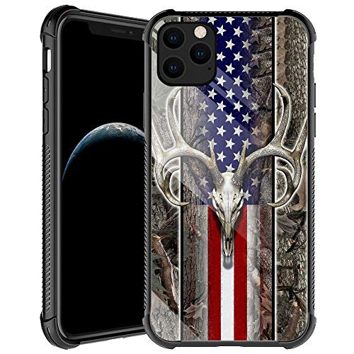 iPhone 11 Pro Max Case American Flag Camo Deer Skull iPhone 11 Pro Max Cases for Men Boys Shockproof Anti-Scratch Soft TPU Pattern Design Case for Apple iPhone 11 Pro Max American Flag Camo Deer Skull